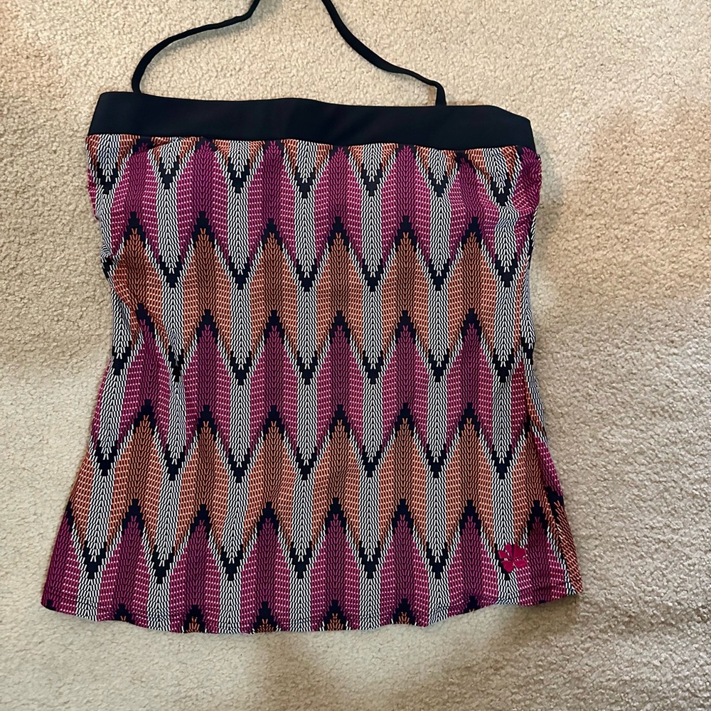 Hapari Pink and Orange Zigzag Swim Top